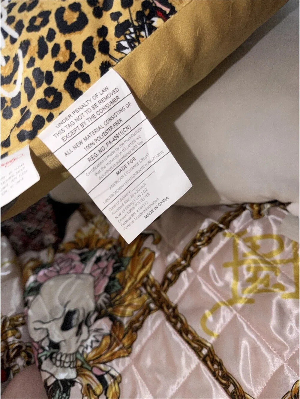 Ed Hardy Y2K Leopard Print Decorative Pillow Tattoo Icons Tiger Hearts Dice~NWT